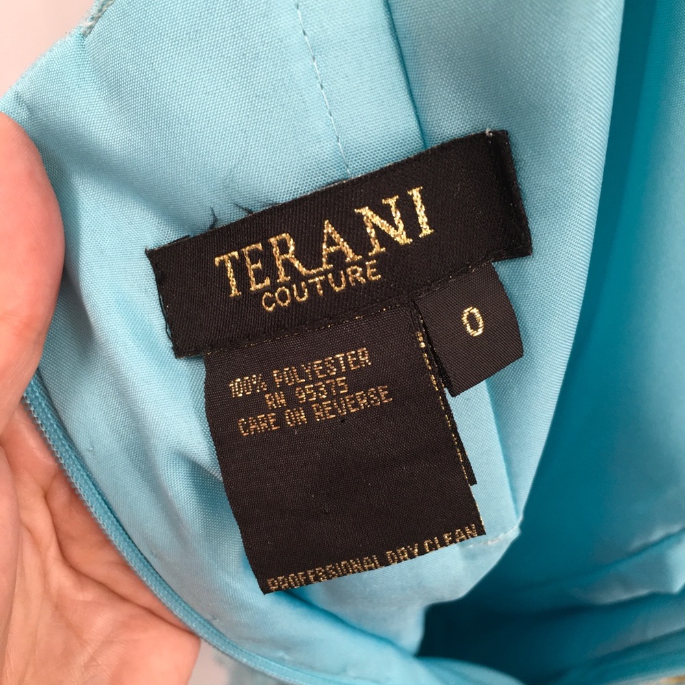 $1695 Terani Couture Aqua Ruffle Prom Gem … - Picture 2 of 14